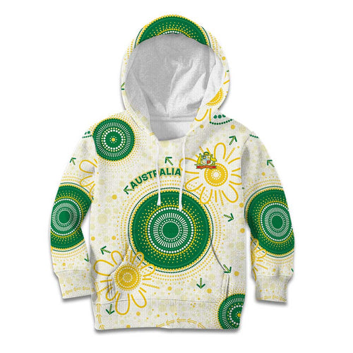 Custom Australia Cricket Kid Hoodie Aboriginal Pattern - Aussie Hoodie