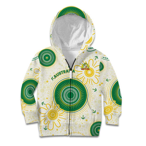 Custom Australia Cricket Kid Hoodie Aboriginal Pattern - Aussie Hoodie