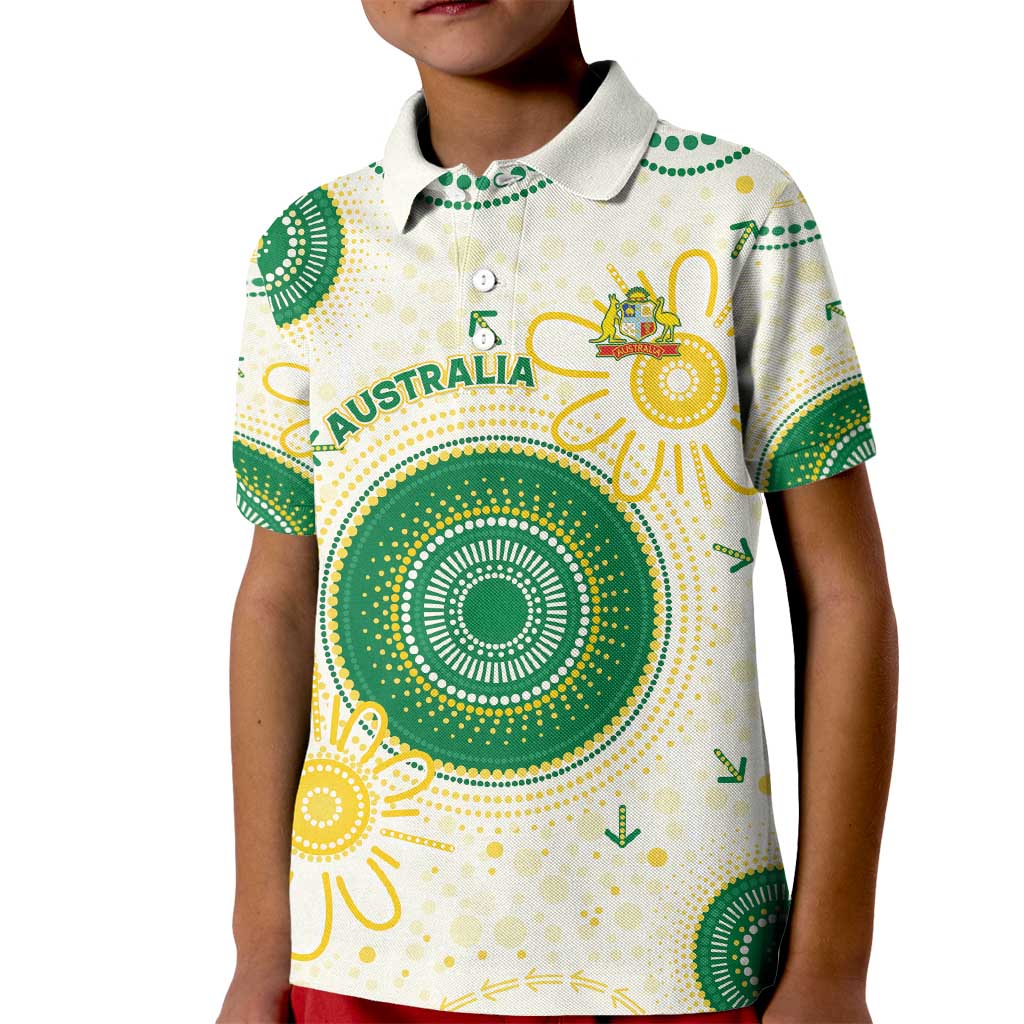 Custom Australia Cricket Kid Polo Shirt Aboriginal Pattern - Aussie Hoodie