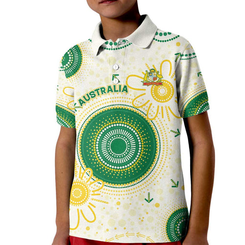 Custom Australia Cricket Kid Polo Shirt Aboriginal Pattern - Aussie Hoodie