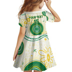 Custom Australia Cricket Kid Short Sleeve Dress Aboriginal Pattern - Aussie Hoodie