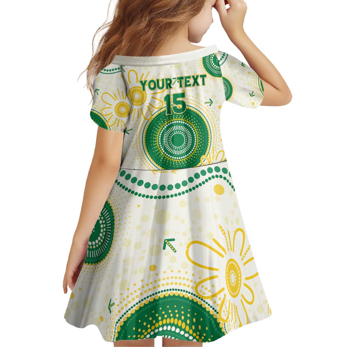 Custom Australia Cricket Kid Short Sleeve Dress Aboriginal Pattern - Aussie Hoodie