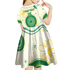 Custom Australia Cricket Kid Short Sleeve Dress Aboriginal Pattern - Aussie Hoodie