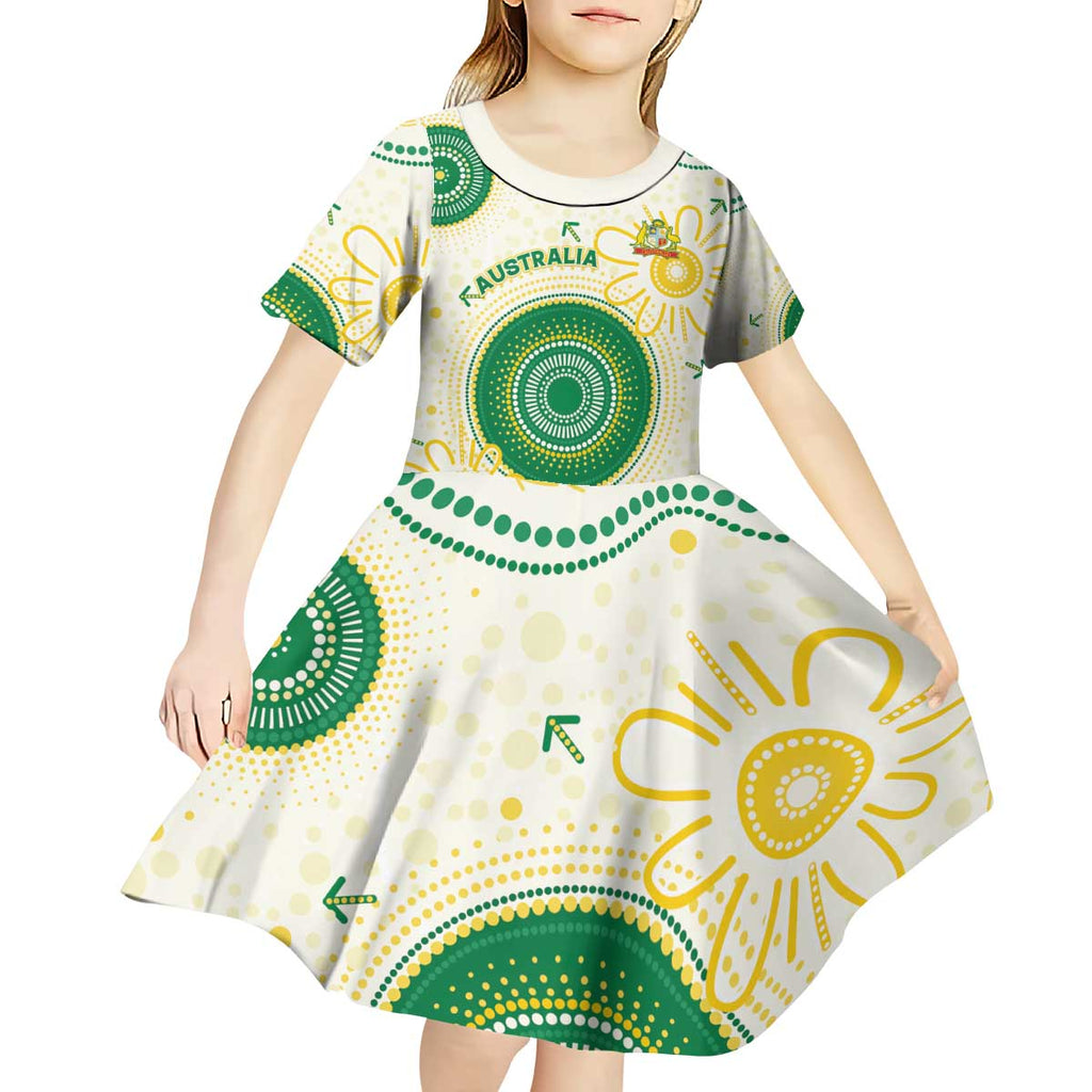 Custom Australia Cricket Kid Short Sleeve Dress Aboriginal Pattern - Aussie Hoodie