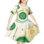 Custom Australia Cricket Kid Short Sleeve Dress Aboriginal Pattern - Aussie Hoodie