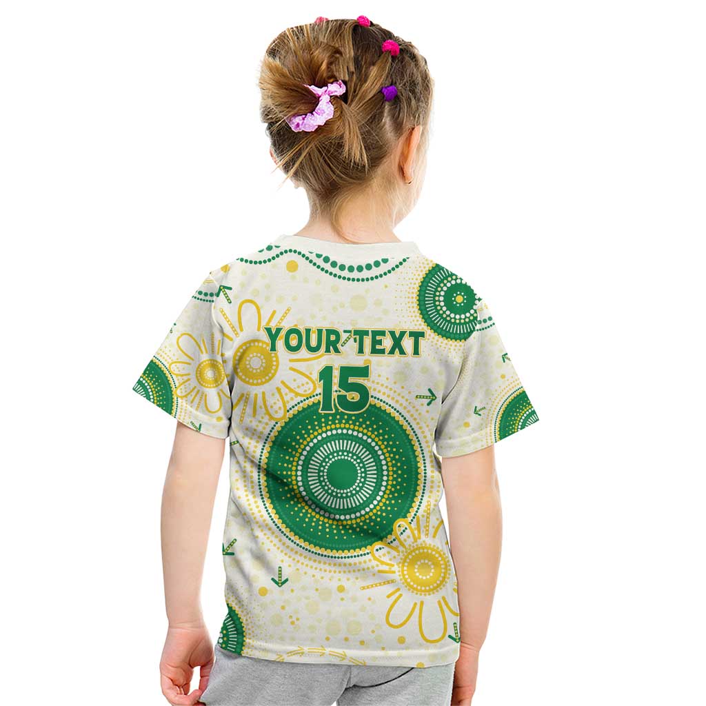 Custom Australia Cricket Kid T Shirt Aboriginal Pattern - Aussie Hoodie
