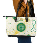 Australia Cricket Leather Tote Bag Aboriginal Pattern - Aussie Hoodie
