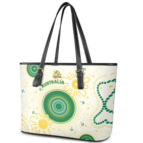 Australia Cricket Leather Tote Bag Aboriginal Pattern - Aussie Hoodie