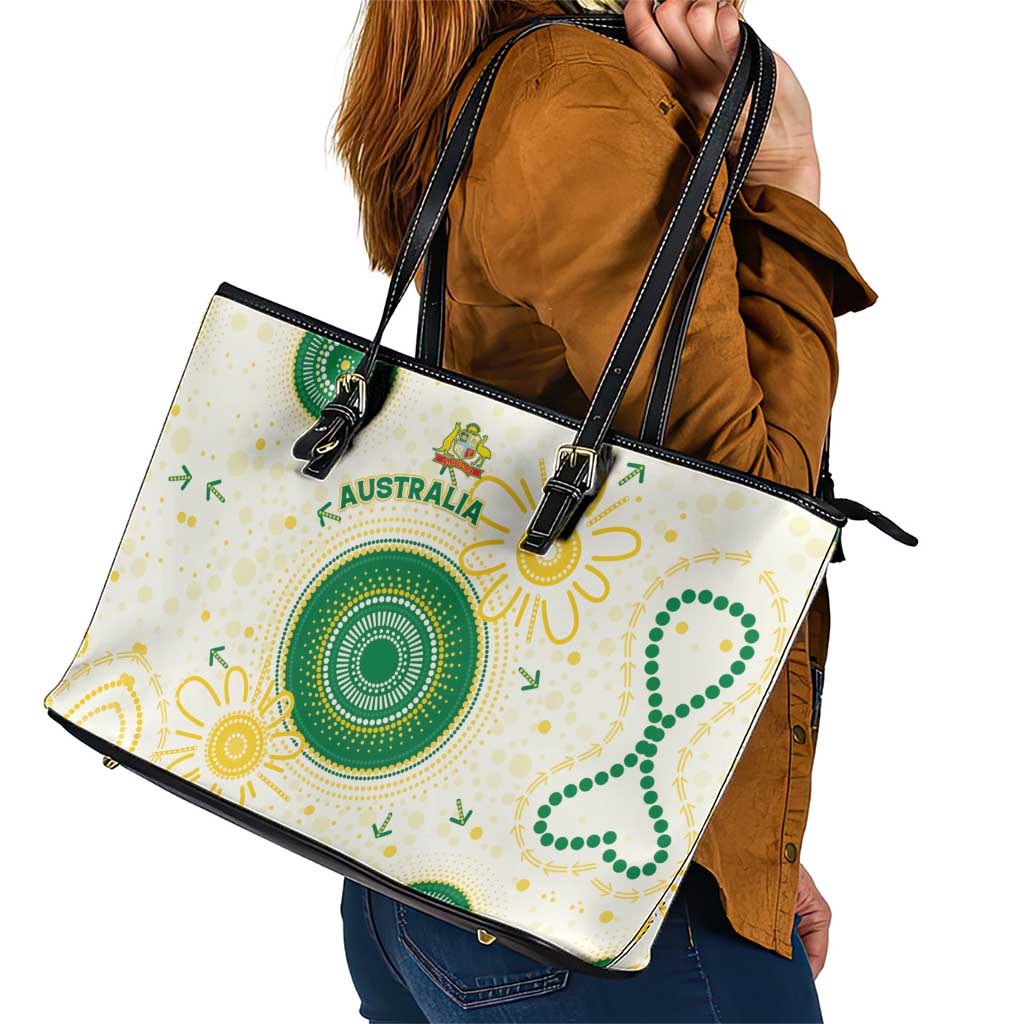 Australia Cricket Leather Tote Bag Aboriginal Pattern - Aussie Hoodie