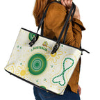 Australia Cricket Leather Tote Bag Aboriginal Pattern - Aussie Hoodie