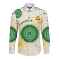 Custom Australia Cricket Long Sleeve Button Shirt Aboriginal Pattern - Aussie Hoodie
