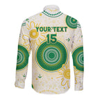 Custom Australia Cricket Long Sleeve Button Shirt Aboriginal Pattern - Aussie Hoodie