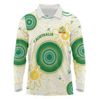 Custom Australia Cricket Long Sleeve Polo Shirt Aboriginal Pattern - Aussie Hoodie