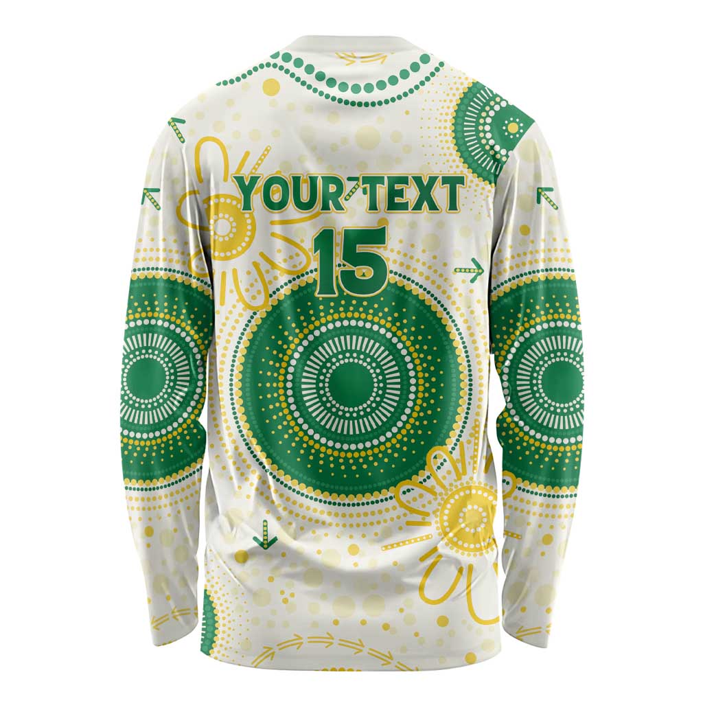 Custom Australia Cricket Long Sleeve Shirt Aboriginal Pattern - Aussie Hoodie
