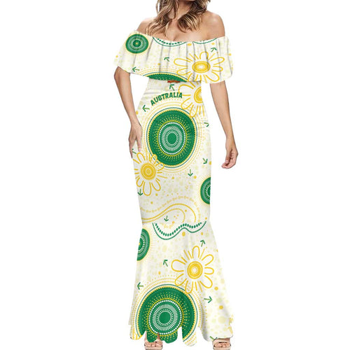 Custom Australia Cricket Mermaid Dress Aboriginal Pattern - Aussie Hoodie