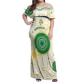 Custom Australia Cricket Off Shoulder Maxi Dress Aboriginal Pattern - Aussie Hoodie