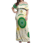 Custom Australia Cricket Off Shoulder Maxi Dress Aboriginal Pattern - Aussie Hoodie