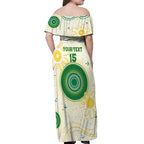 Custom Australia Cricket Off Shoulder Maxi Dress Aboriginal Pattern - Aussie Hoodie