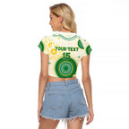 Custom Australia Cricket Raglan Cropped T Shirt Aboriginal Pattern - Aussie Hoodie