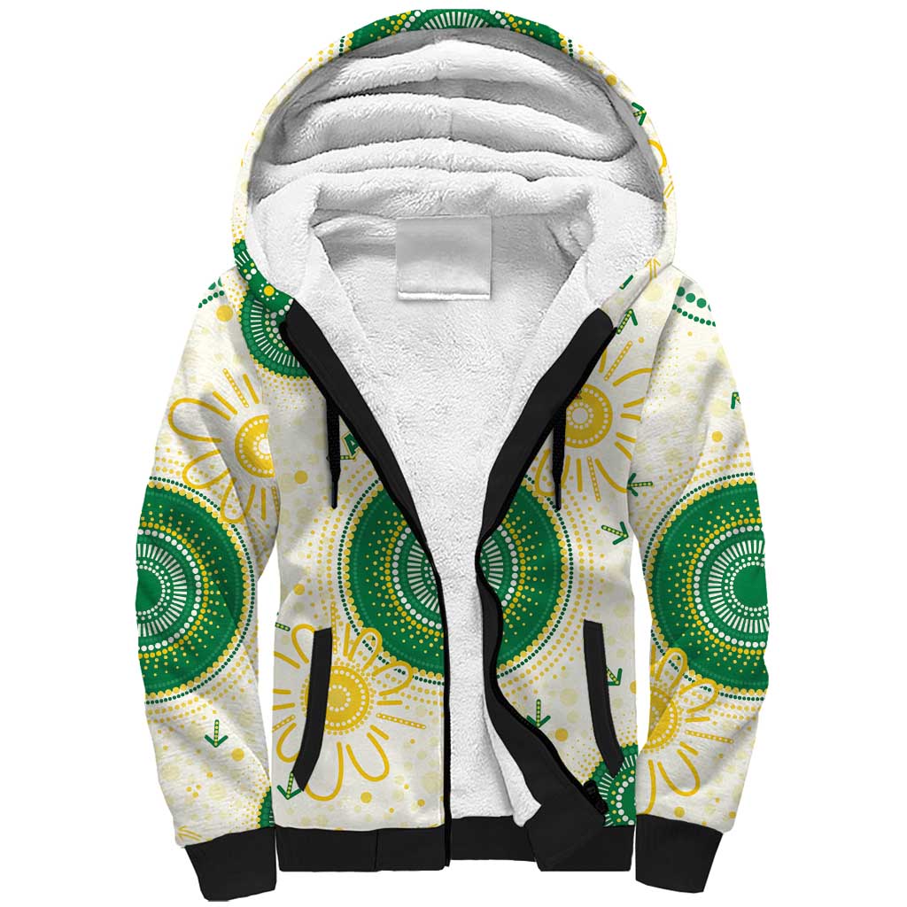 Custom Australia Cricket Sherpa Hoodie Aboriginal Pattern - Aussie Hoodie