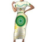 Custom Australia Cricket Short Sleeve Bodycon Dress Aboriginal Pattern - Aussie Hoodie