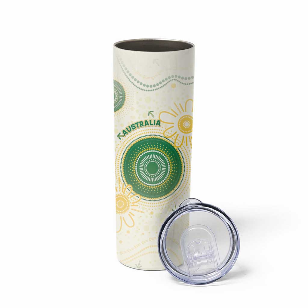 Custom Australia Cricket Skinny Tumbler Aboriginal Pattern - Aussie Hoodie