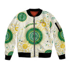 Custom Australia Cricket Sleeve Zip Bomber Jacket Aboriginal Pattern - Aussie Hoodie