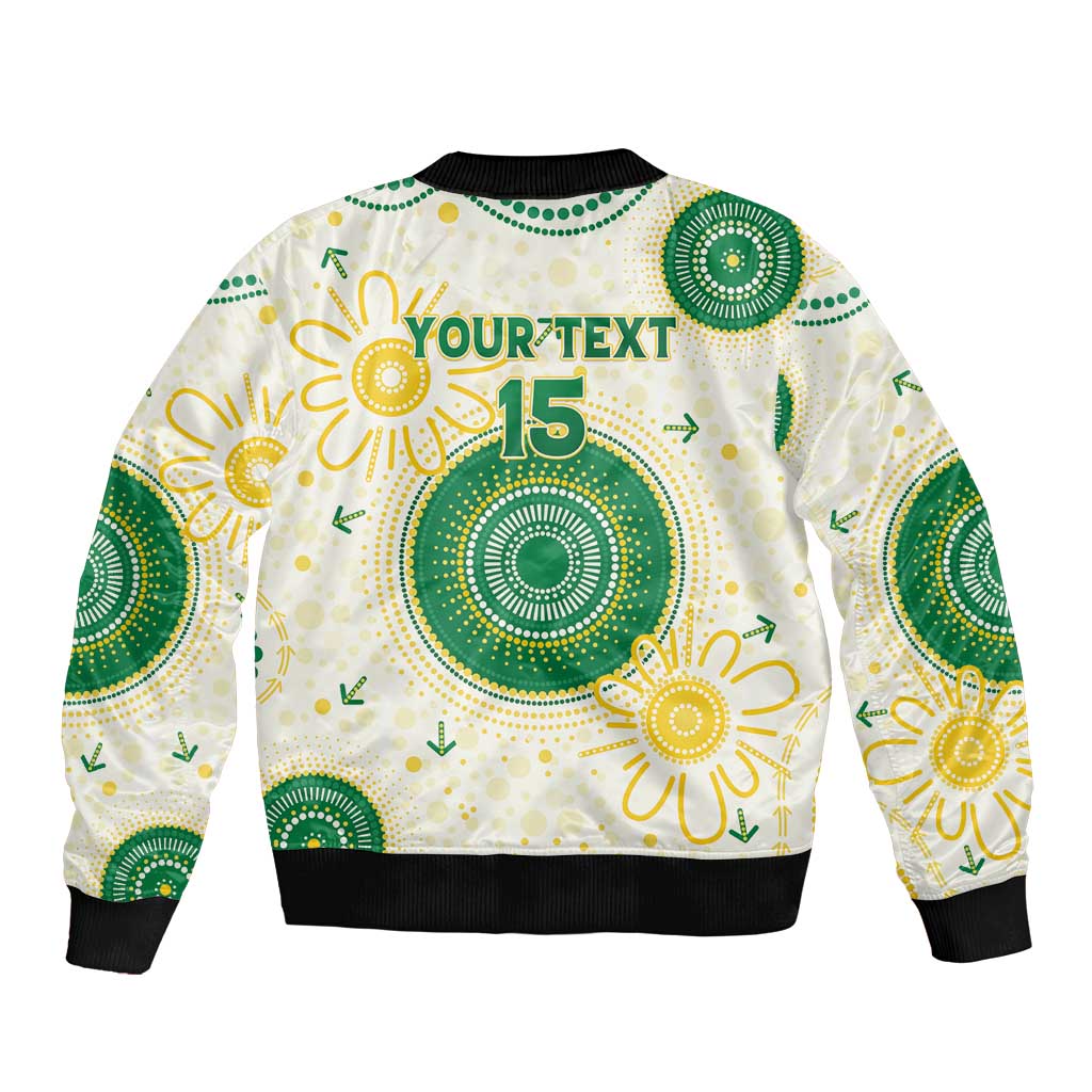 Custom Australia Cricket Sleeve Zip Bomber Jacket Aboriginal Pattern - Aussie Hoodie