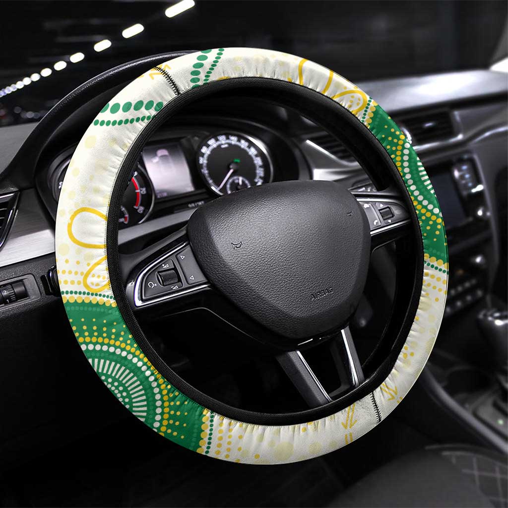 Australia Cricket Steering Wheel Cover Aboriginal Pattern - Aussie Hoodie
