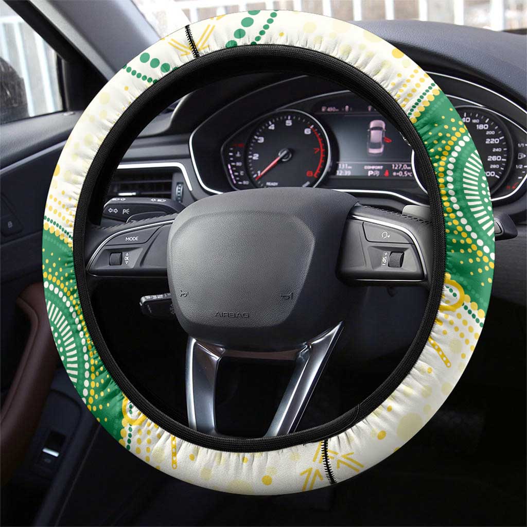 Australia Cricket Steering Wheel Cover Aboriginal Pattern - Aussie Hoodie