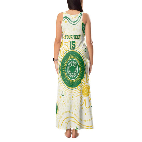Custom Australia Cricket Tank Maxi Dress Aboriginal Pattern - Aussie Hoodie