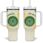 Custom Australia Cricket Tumbler With Handle Aboriginal Pattern - Aussie Hoodie