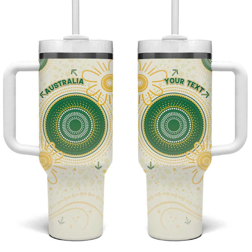 Custom Australia Cricket Tumbler With Handle Aboriginal Pattern - Aussie Hoodie