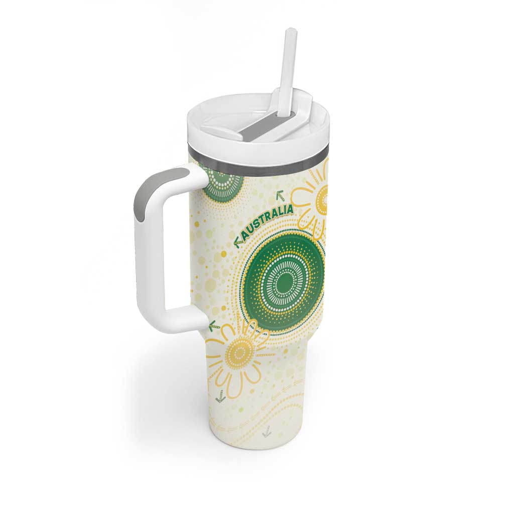 Custom Australia Cricket Tumbler With Handle Aboriginal Pattern - Aussie Hoodie