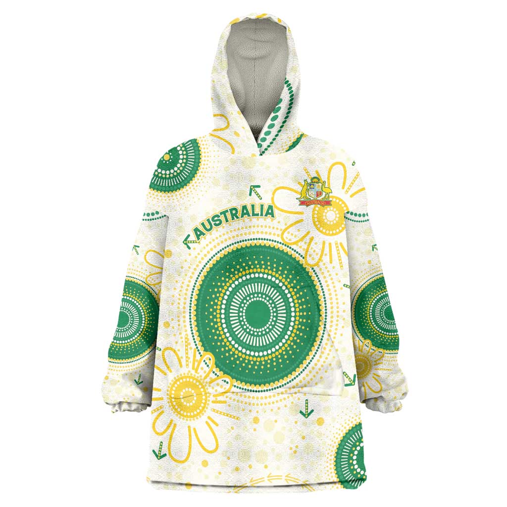 Custom Australia Cricket Wearable Blanket Hoodie Aboriginal Pattern - Aussie Hoodie