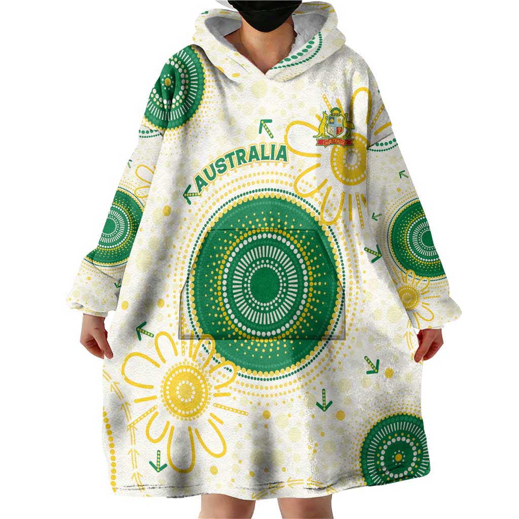 Custom Australia Cricket Wearable Blanket Hoodie Aboriginal Pattern - Aussie Hoodie