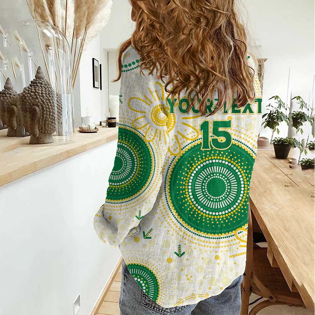 Custom Australia Cricket Women Casual Shirt Aboriginal Pattern - Aussie Hoodie