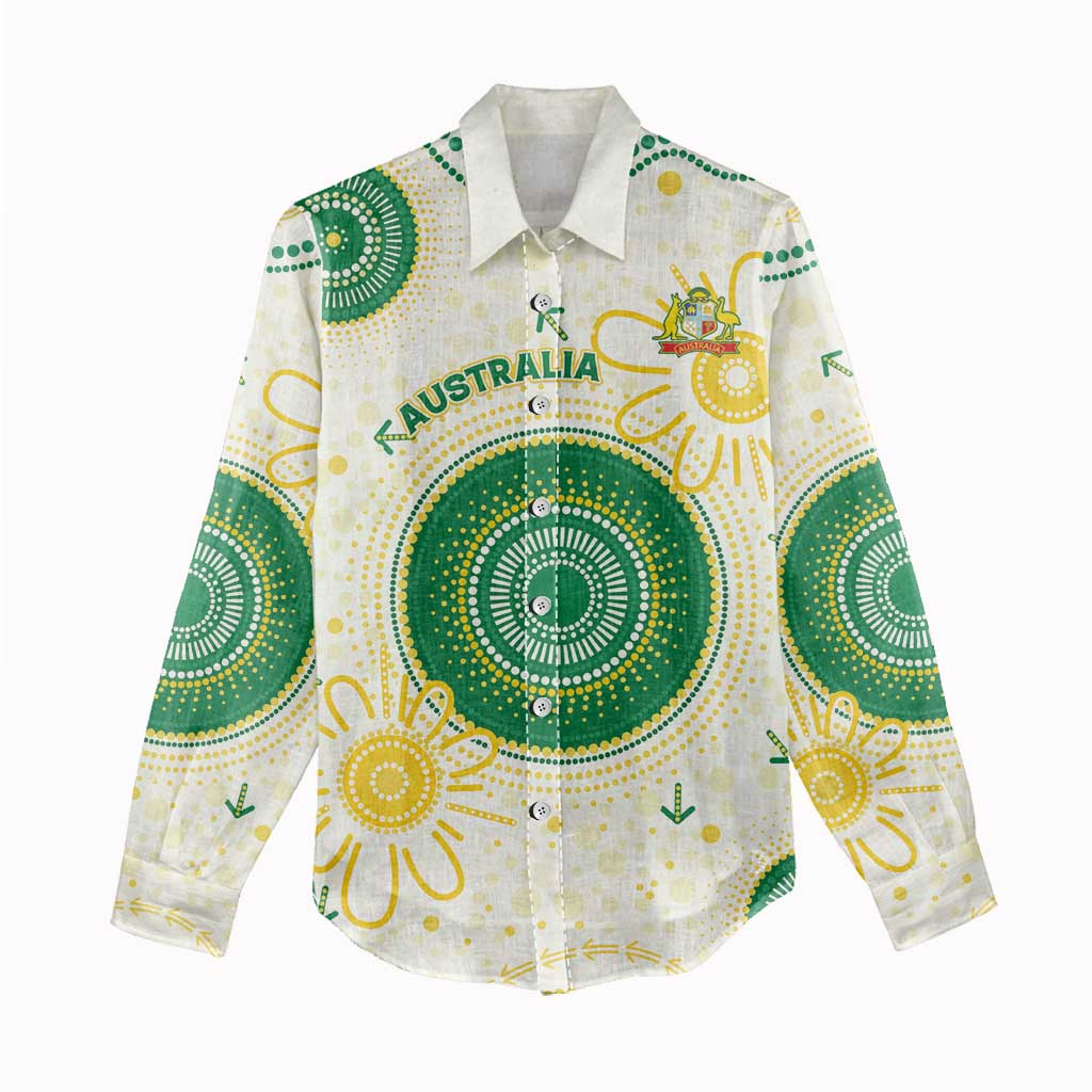 Custom Australia Cricket Women Casual Shirt Aboriginal Pattern - Aussie Hoodie