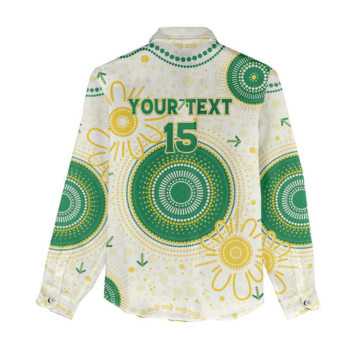 Custom Australia Cricket Women Casual Shirt Aboriginal Pattern - Aussie Hoodie