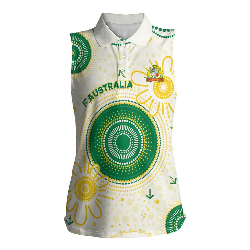 Custom Australia Cricket Women Sleeveless Polo Shirt Aboriginal Pattern - Aussie Hoodie
