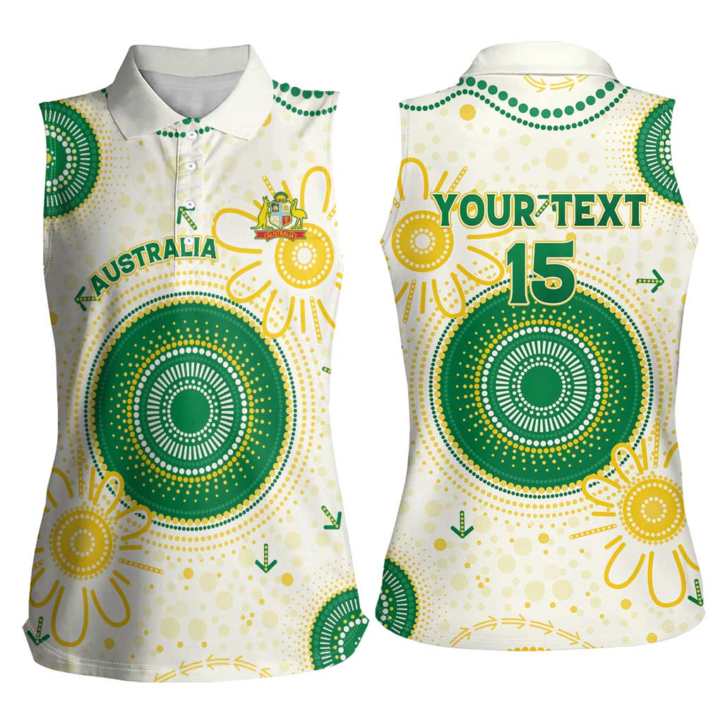 Custom Australia Cricket Women Sleeveless Polo Shirt Aboriginal Pattern - Aussie Hoodie