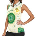 Custom Australia Cricket Women Sleeveless Polo Shirt Aboriginal Pattern - Aussie Hoodie