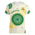 Custom Australia Cricket Women V-Neck T-Shirt Aboriginal Pattern - Aussie Hoodie