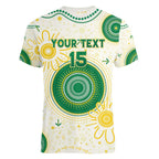 Custom Australia Cricket Women V-Neck T-Shirt Aboriginal Pattern - Aussie Hoodie