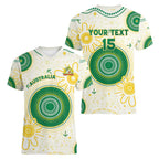 Custom Australia Cricket Women V-Neck T-Shirt Aboriginal Pattern - Aussie Hoodie