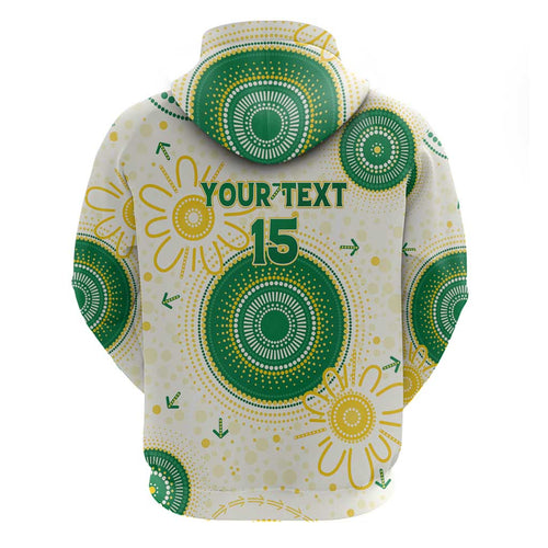 Custom Australia Cricket Zip Hoodie Aboriginal Pattern - Aussie Hoodie