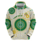 Custom Australia Cricket Zip Hoodie Aboriginal Pattern - Aussie Hoodie