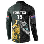 New Zealand and South Africa Rugby Custom Button Sweatshirt Silver Fern With Springboks