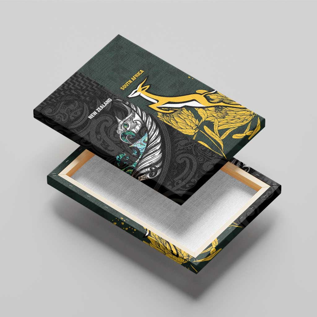 New Zealand and South Africa Rugby Canvas Wall Art Silver Fern With Springboks