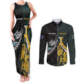 New Zealand and South Africa Rugby Custom Couples Matching Tank Maxi Dress and Long Sleeve Button Shirt Silver Fern With Springboks
